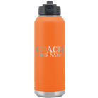 Personalized orange 32 oz vacuum insulated water bottle with 'Coach Golf' design