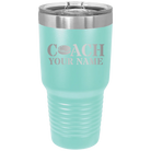 Personalized teal 30 oz vacuum insulated tumbler with 'Coach Hockey' design