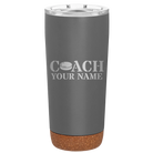 Personalized storm gray 20 oz vacuum insulated tumbler with 'Coach Hockey' design