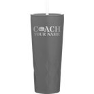 Personalized slate 20 oz vacuum insulated tumbler with 'Coach Hockey' design