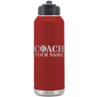 Personalized maroon 32 oz vacuum insulated water bottle with 'Coach Tennis' design