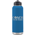 Personalized royal blue 32 oz vacuum insulated water bottle with 'Coach Tennis' design
