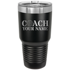 Personalized black 30 oz vacuum insulated tumbler with 'Coach Volleyball' design
