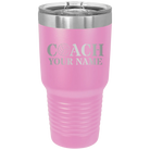 Personalized light purple 30 oz vacuum insulated tumbler with 'Coach Volleyball' design