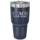 Personalized navy 30 oz vacuum insulated tumbler with 'Coach Volleyball' design
