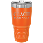 Personalized orange 30 oz vacuum insulated tumbler with 'Coach Volleyball' design