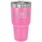 Personalized pink 30 oz vacuum insulated tumbler with 'Coach Volleyball' design