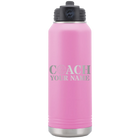 Personalized light purple 32 oz vacuum insulated water bottle with 'Coach Volleyball' design