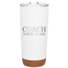 Personalized white 20 oz vacuum insulated tumbler with 'Coach Volleyball' design