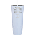Laser etched landfall 20 oz vacuum insulated tumbler with 'Coffee Tastes Better When I'm Hunting' design