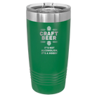 Laser etched green 20 oz vacuum insulated tumbler with 'Craft Beer' design