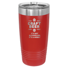 Laser etched red 20 oz vacuum insulated tumbler with 'Craft Beer' design