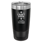 Laser etched black 20 oz vacuum insulated water bottle with 'Craft Beer' design