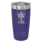 Laser etched purple 20 oz vacuum insulated water bottle with 'Craft Beer' design