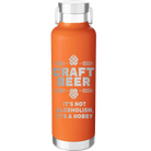Laser etched orange 24 oz vacuum insulated water bottle with 'Craft Beer' design