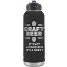 Laser etched black 32 oz vacuum insulated water bottle with 'Craft Beer' design
