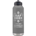 Laser etched dark gray 32 oz vacuum insulated water bottle with 'Craft Beer' design