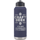 Laser etched navy 32 oz vacuum insulated water bottle with 'Craft Beer' design