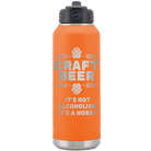 Laser etched orange 32 oz vacuum insulated water bottle with 'Craft Beer' design