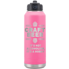 Laser etched pink 32 oz vacuum insulated water bottle with 'Craft Beer' design