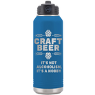 Laser etched royal blue 32 oz vacuum insulated water bottle with 'Craft Beer' design