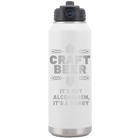Laser etched white 32 oz vacuum insulated water bottle with 'Craft Beer' design