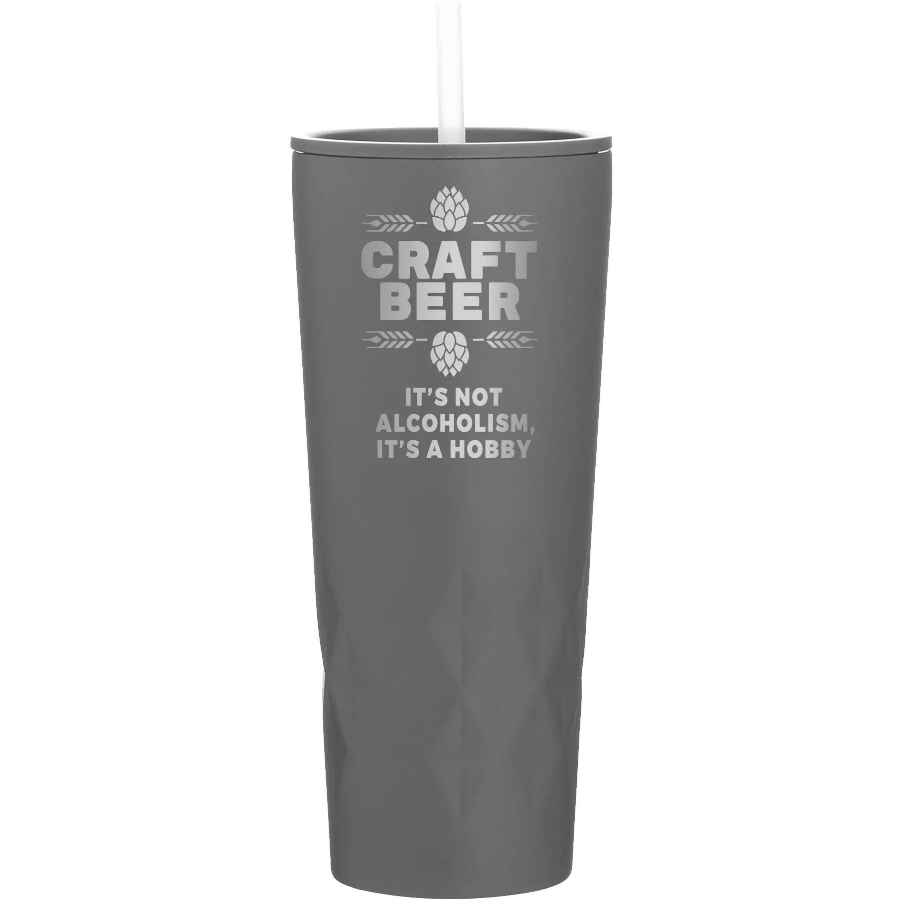 Laser etched slate 20 oz vacuum insulated tumbler with 'Craft Beer' design