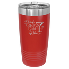 Laser etched red 20 oz vacuum insulated tumbler with 'Drinks Well With Others 2' design