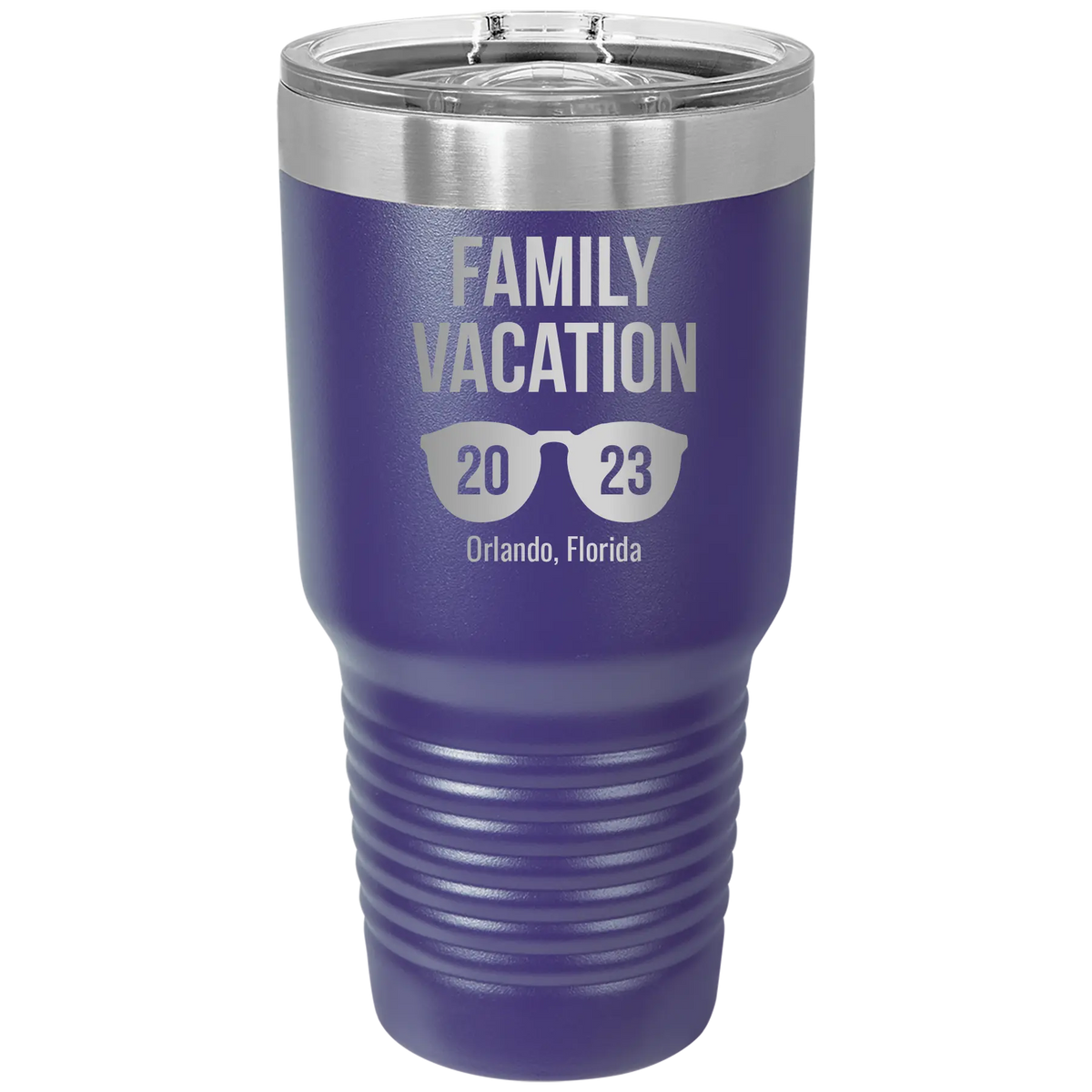 Personalized family vacation 30 oz tumbler purple iconic imprint