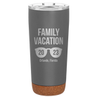 Personalized storm gray 20 oz vacuum insulated tumbler with 'Family Vacation' design