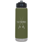 Personalized olive green 20 oz vacuum insulated water bottle with 'Fishing poles' design