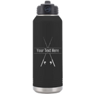 Personalized black 32 oz vacuum insulated water bottle with 'Fishing poles' design