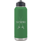 Personalized green 32 oz vacuum insulated water bottle with 'Fishing poles' design