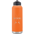 Personalized orange 32 oz vacuum insulated water bottle with 'Fishing poles' design