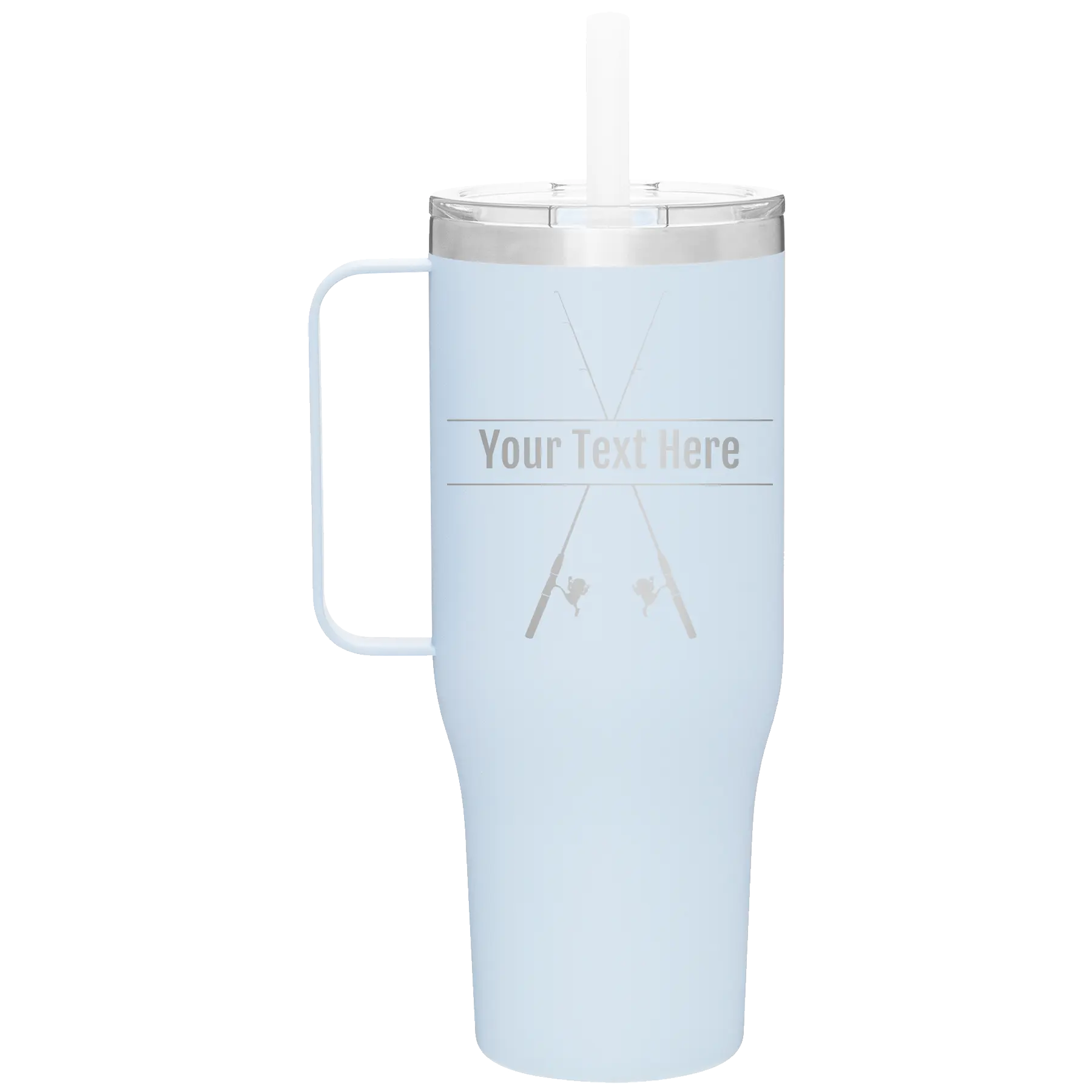 Personalized landfall 40 oz vacuum insulated tumbler mug with 'Fishing poles' design