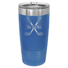 Personalized royal blue 20 oz vacuum insulated tumbler with 'Golf' design
