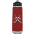 Personalized maroon 20 oz vacuum insulated water bottle with 'Golf' design