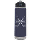 Personalized navy 20 oz vacuum insulated water bottle with 'Golf' design