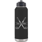 Personalized black 32 oz vacuum insulated water bottle with 'Golf' design