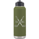 Personalized olive green 32 oz vacuum insulated water bottle with 'Golf' design