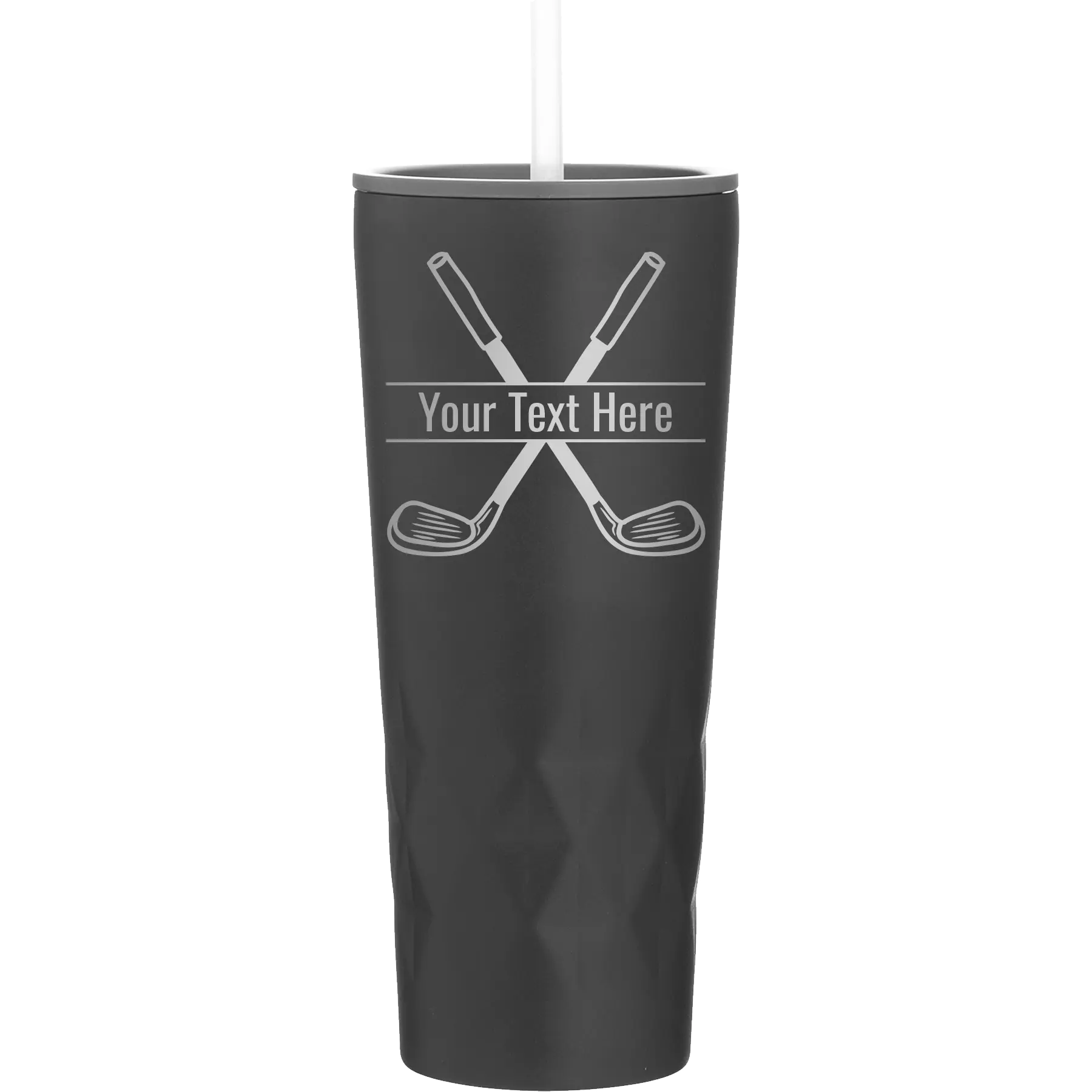 Personalized black 20 oz vacuum insulated tumbler with 'Golf' design
