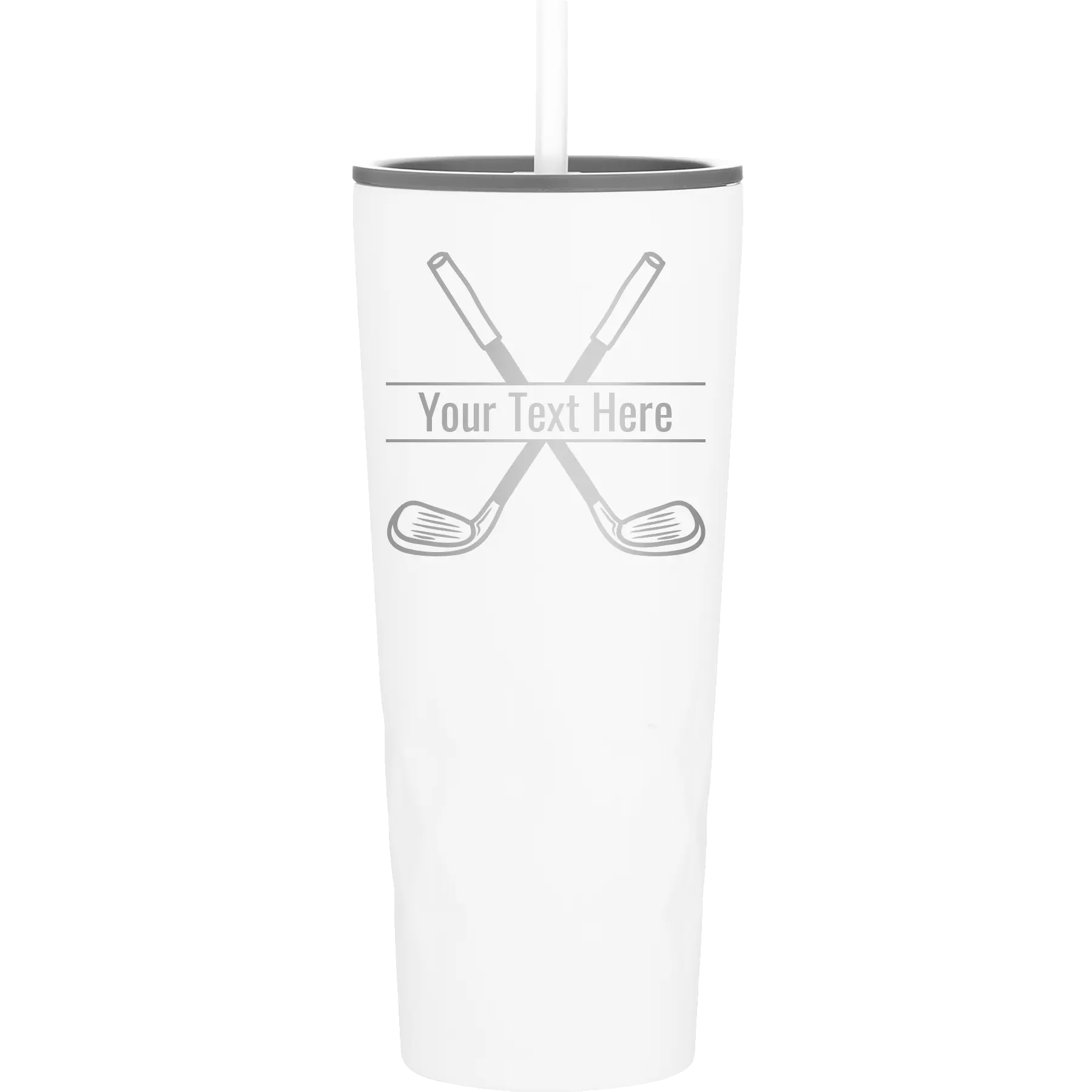 Personalized white 20 oz vacuum insulated tumbler with 'Golf' design