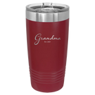 Personalized maroon 20 oz vacuum insulated tumbler with 'Grandma est' design