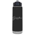 Personalized black 20 oz vacuum insulated water bottle with 'Grandma est' design
