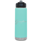 Personalized teal 20 oz vacuum insulated water bottle with 'Grandma est' design