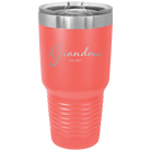Personalized coral 30 oz vacuum insulated tumbler with 'Grandma est' design