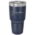 Personalized navy 30 oz vacuum insulated tumbler with 'Grandma est' design