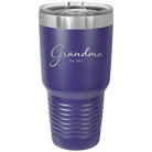 Personalized purple 30 oz vacuum insulated tumbler with 'Grandma est' design