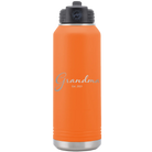 Personalized orange 32 oz vacuum insulated water bottle with 'Grandma est' design