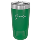 Personalized green 20 oz vacuum insulated tumbler with 'Grandpa est' design